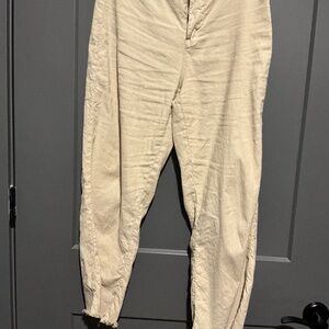 Frank & Eileen Kinsale Performance Linen Pants in light tan color